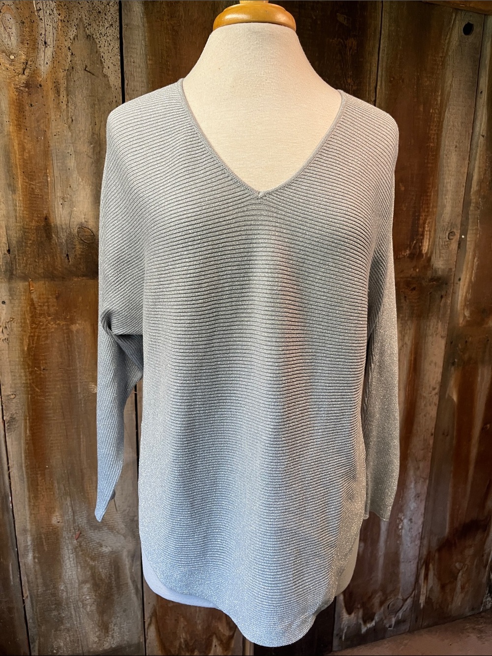 NEW NINETY CLOTHING CO women's Metallic sweater in silver